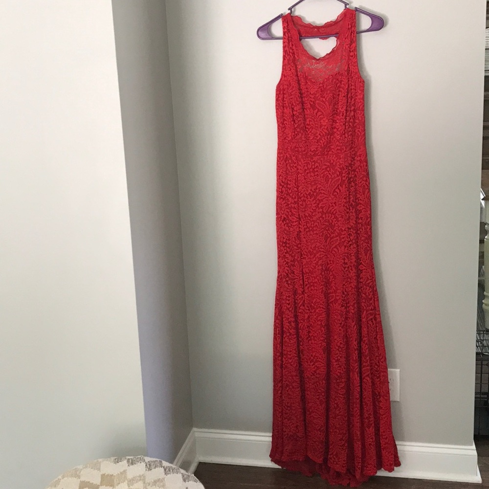 Red ball gown